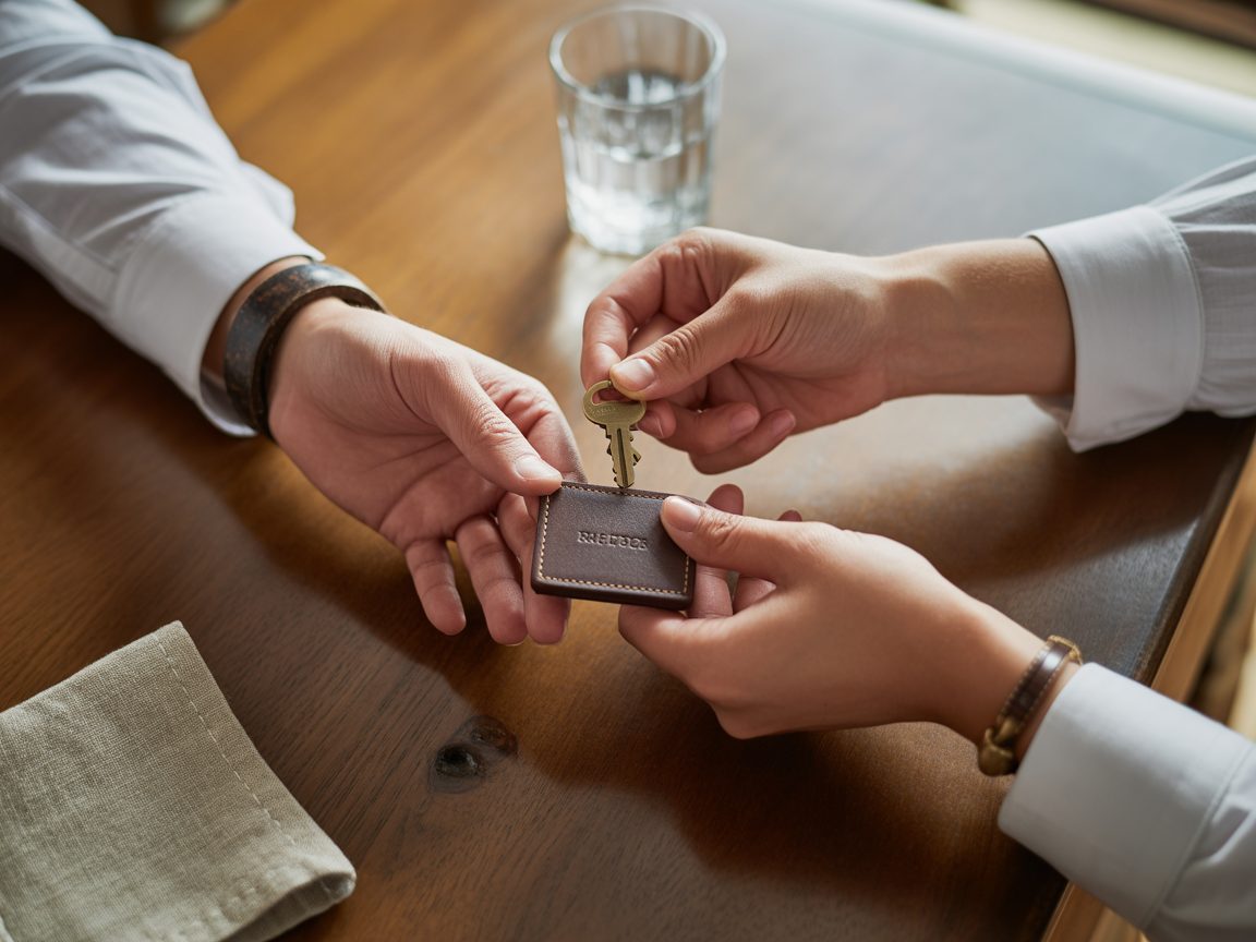 Two hands meeting in a professional handshake at a Greek café table — Estia partnership model