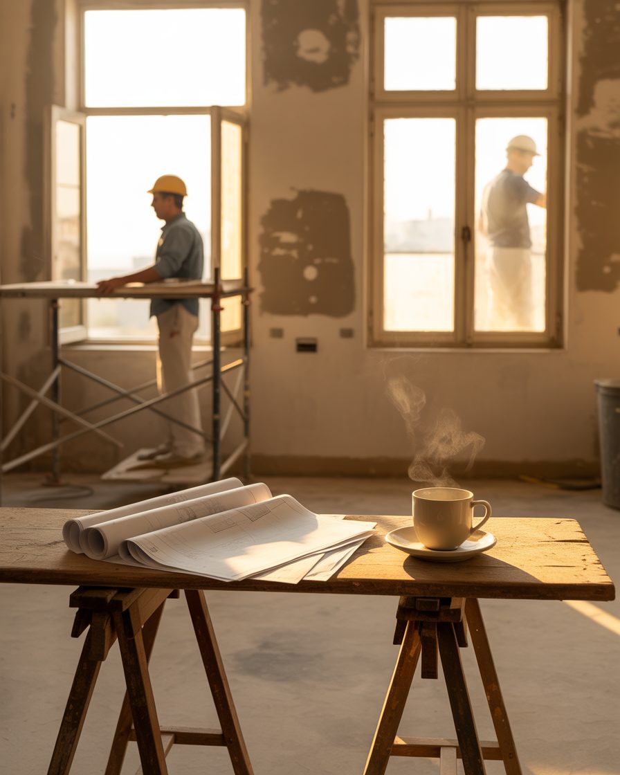 Renovation oversight inside a Psychiko, North Athens apartment — Estia contractor supervision